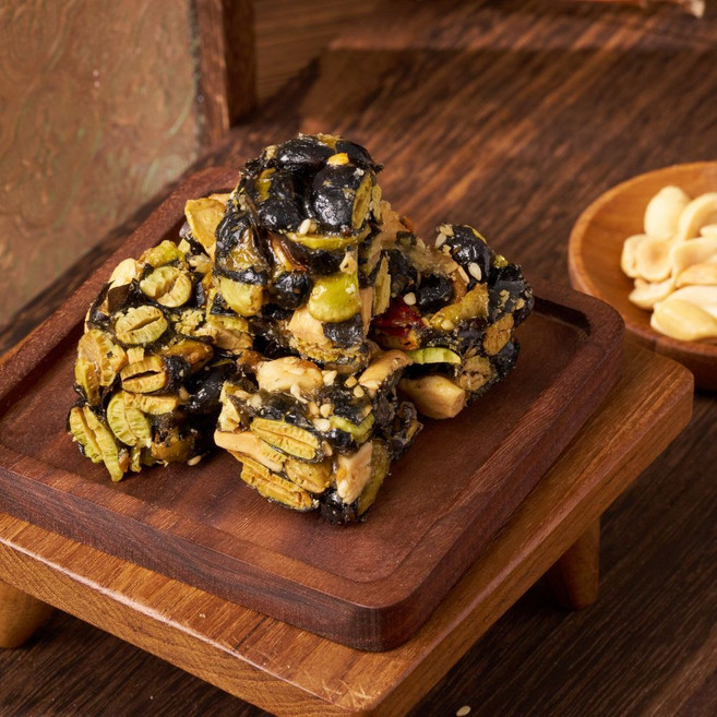 周周生活 黑豆花生酥 鹹甜微辣 台灣花生 日本海藻糖 手工製作, 1個, 5包200g送酥糖及堅果試吃包