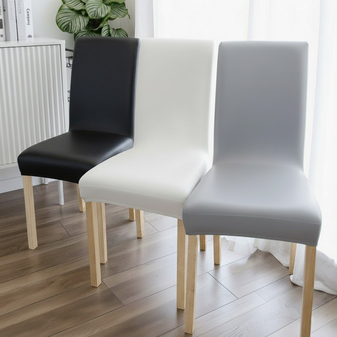 블레오 방수 가죽 식탁의자 커버 교체 천갈이 리폼 덮개, 1개, 그레이