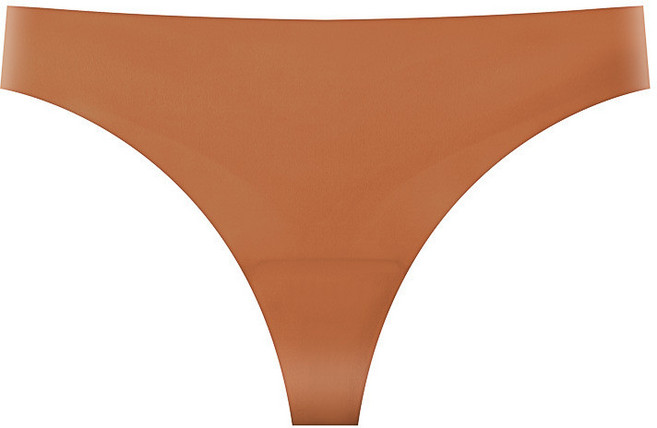 性感無痕冰絲女士丁字褲，低腰透氣印花設計, 焦糖,M（110-130斤）