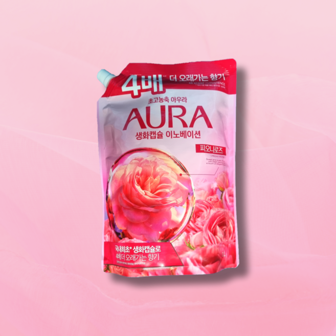AURA 생화캡슐 이노베이션 섬유유연제 피오니로즈 1L, 1개
