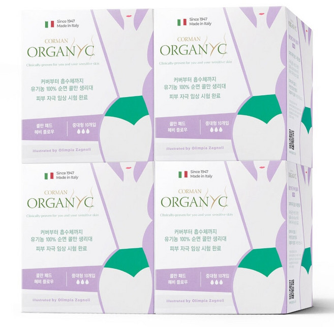 콜만 헤비플로우 패드 10개 x 4팩, 중형, 10개입, 4세트