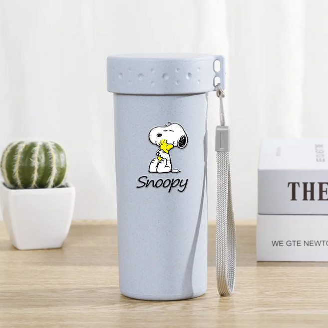 스누피 만화 캐릭터 물병 350ML 여성용 대용량 휴대용 애니메이션 야외 스포츠 물병 어린이 남자 귀여운 선물, 1개, snb807 350ml