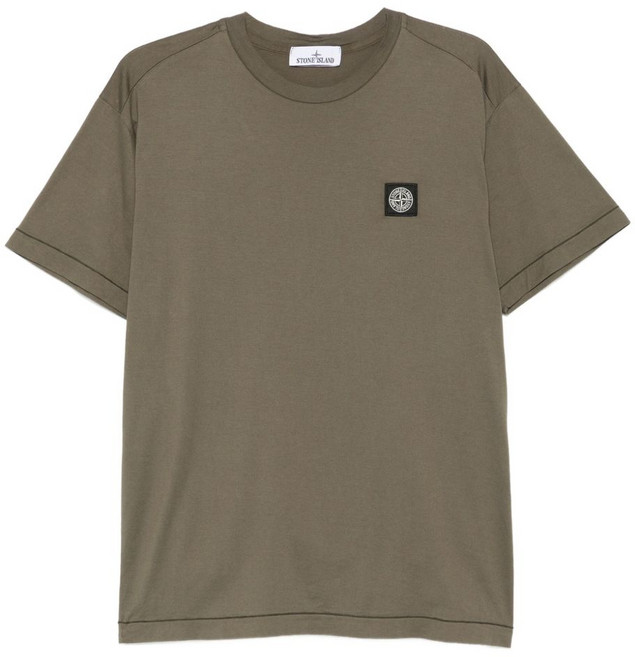 스톤 아일랜드 컴퍼스 패치 코튼 티셔츠