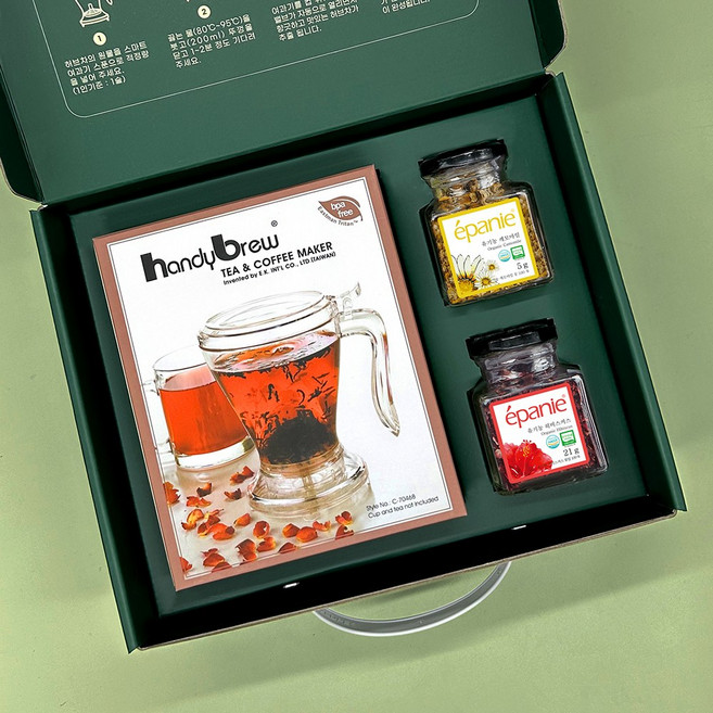 스마트여과기 티팟세트 허브차 고급 티포트 선물세트, 그레이A, 1개, (캐모+히비)