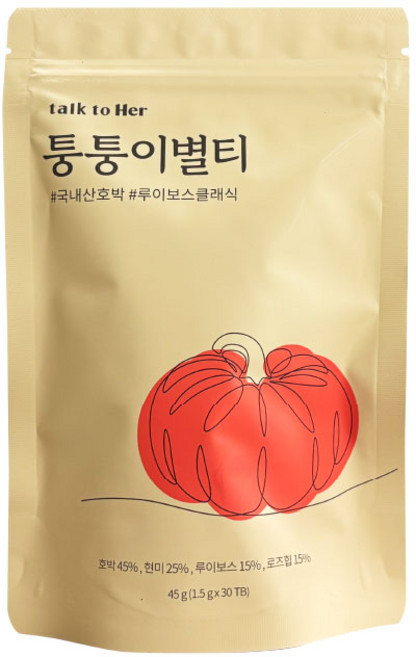 톡투허 퉁퉁이별티 티백 루이보스티 호박차 30개입 1개, 01퉁퉁이 별티 호박차, 30개, 1.5g