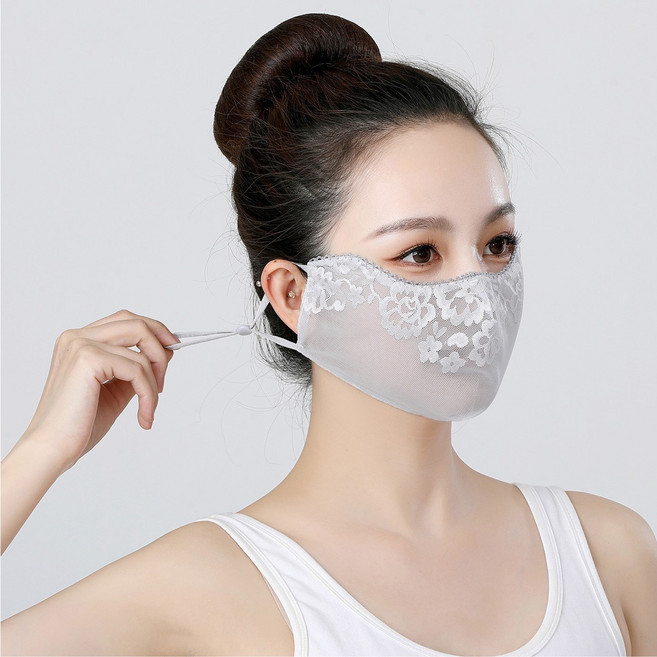 예쁜 마스크 UV 자외선차단 등산 골프 러닝 앞면 꽃망사 쿨 마스크1+1