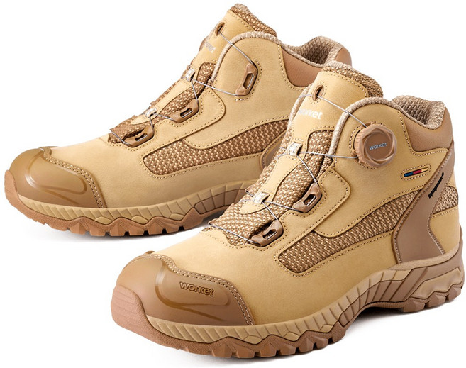 워킷 안전화 베이지 6인치 사막화 다이얼 방수 kcs인증 경량 가벼운 발편한 작업화