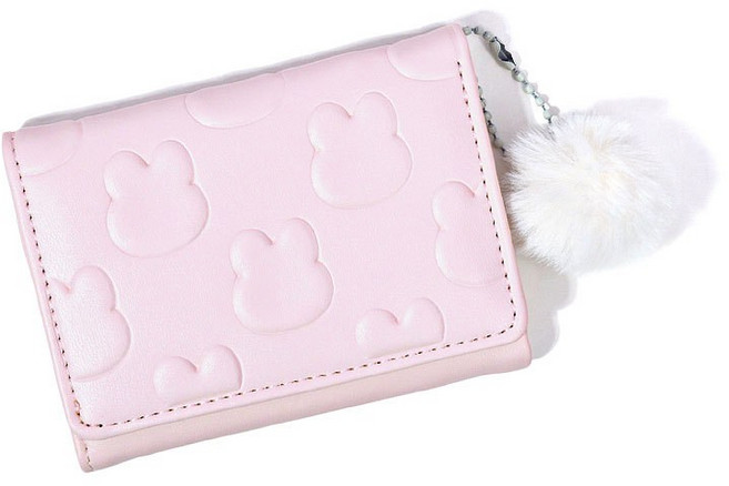 걸스코코 래빗폼폼반지갑 카드 지갑 심플 반지갑 여성 학생지갑 미니지갑