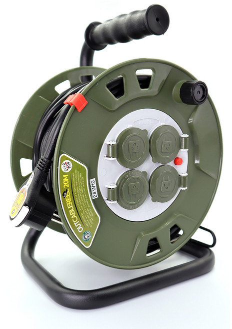 러그박스 코드릴 3구 전기릴선 20미터 USB단자 1.5스퀘어 3000와트, 1개, 20m, 카키