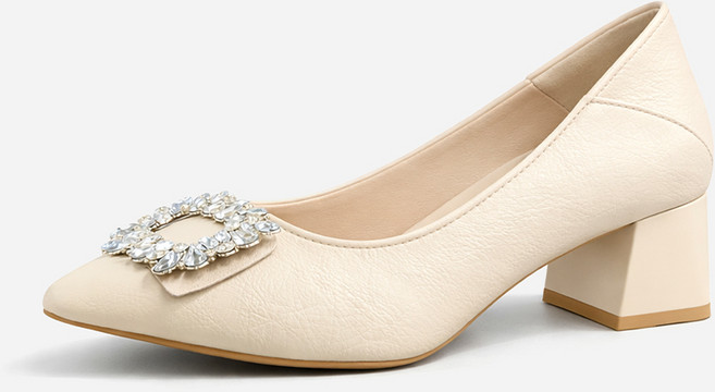 타니즈 루완스 스퀘어넥 큐빅 버클 미들 펌프스 힐 4.5cm