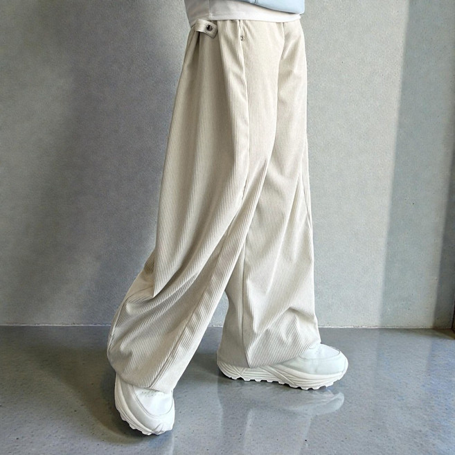 [겨울초특가] 코듀로이 사이드 핀턱 스냅 버튼 와이드 벌룬핏 골덴 밴딩 바지