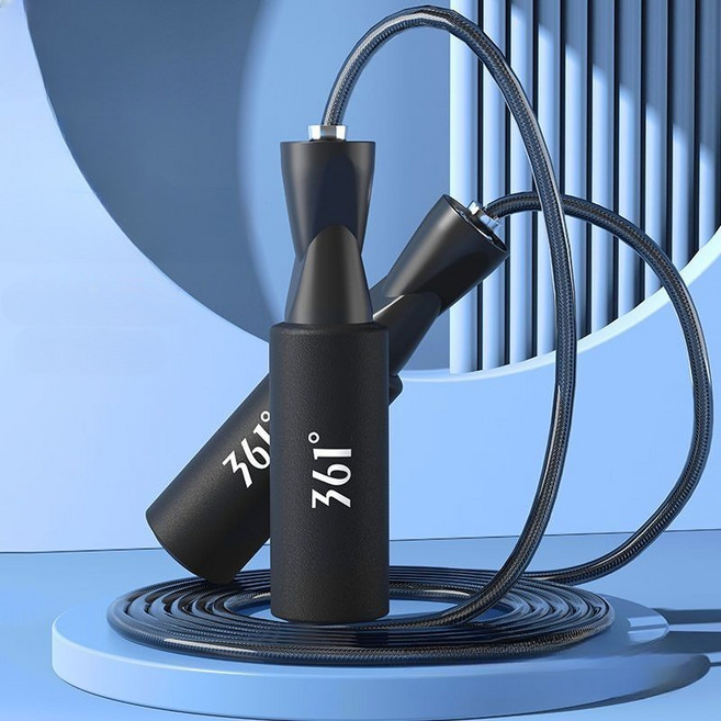 피라모니 361도 프리미엄 와이어 스피드 베어링 줄넘기, 블랙, 1개