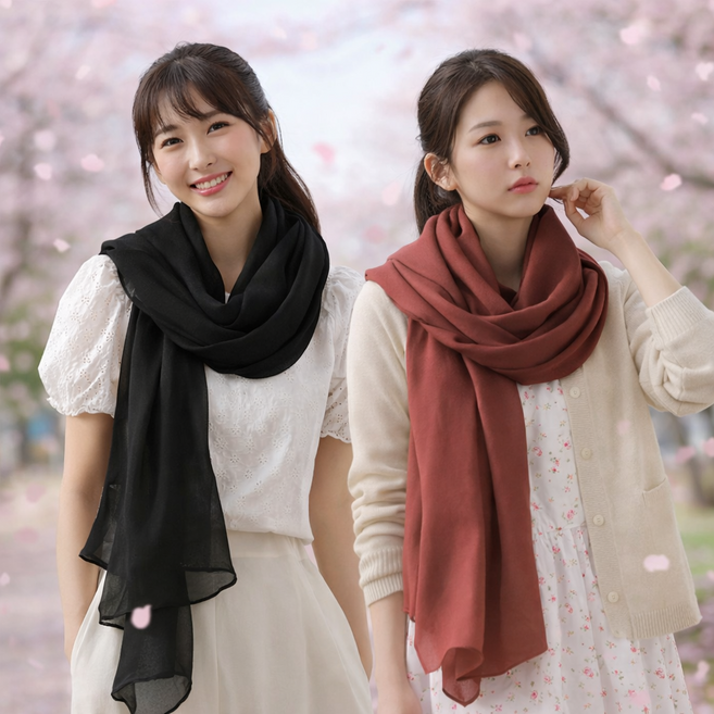 프레페리토 봄가을 겨울 여성 뷰티 파스텔 롱스카프 광폭 머플러