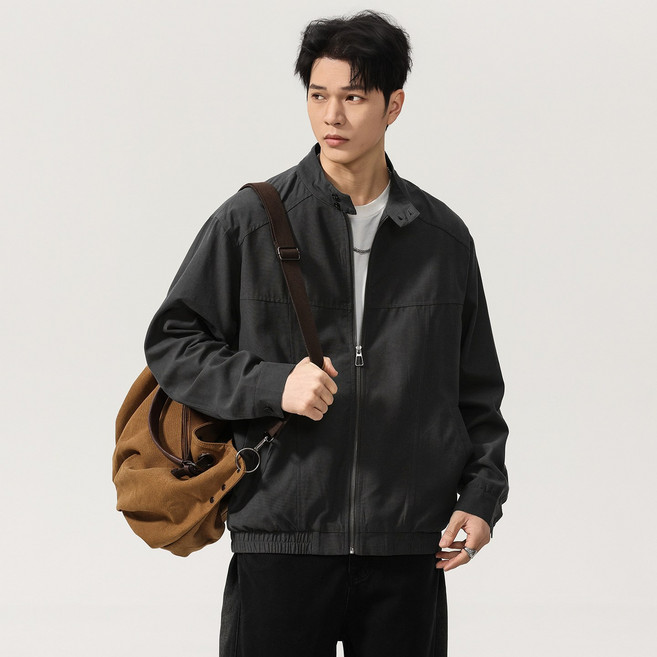 楓舍男裝 /2026春夏季新款天絲萊賽爾立領寬鬆休閒牛仔寬鬆外套