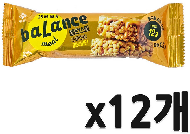 밸런스밀 프로틴바 피넛버터 34g 12입 x1개, 없음