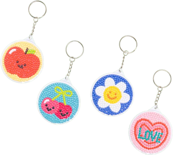 [바이오로드] 보석십자수 거울 키링 만들기 키트 비즈 공예 DIY 어린이 초등 유아 미술 놀이 수업 재료 친구 선물, 1개, [행복 메시지 사과]
