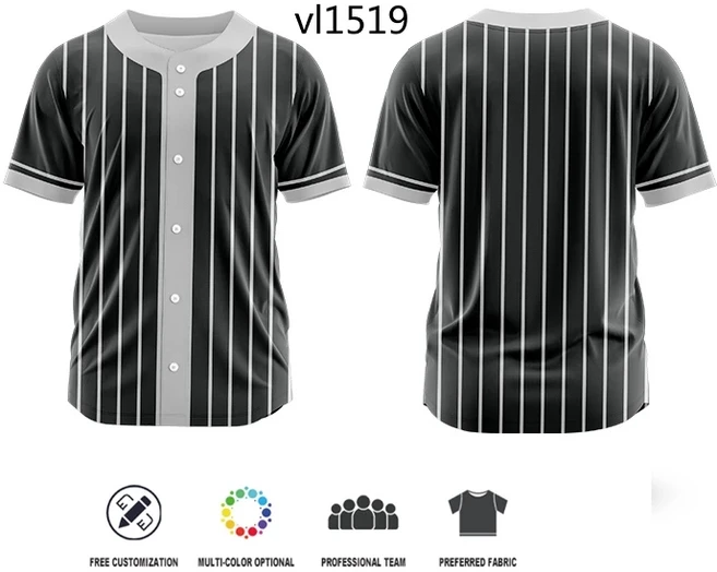 사용자 정의 남자 단추 야구 저지 승화 팀 로고 이름 번호 유니폼 디자인 나만의 운동복 VL1516, 03 XS, 04 VL1519