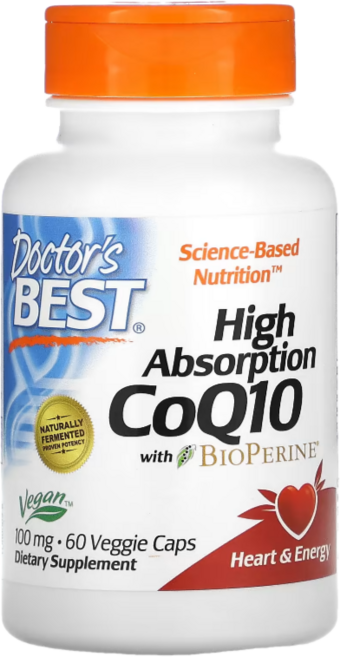 닥터스베스트 코큐텐 100mg 60캡슐 유비퀴논 코엔자임큐텐 COQ 10 바이오페린 피린, 2개, 60정