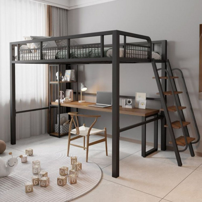 어른 2층 침대 성인 벙커 분리형, 검은색 오른쪽 앞 사다리