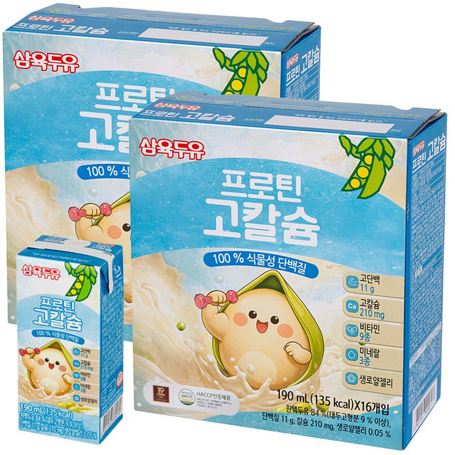 삼육두유 프로틴 고칼슘 100%식물성 단백질, 32개, 190ml