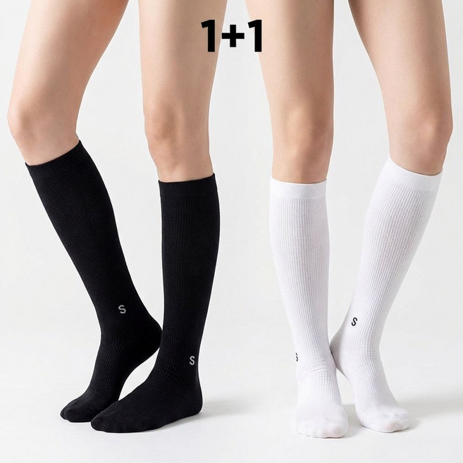 오운 스포츠 압박 러닝 니삭스, 1개, 블랙+화이트