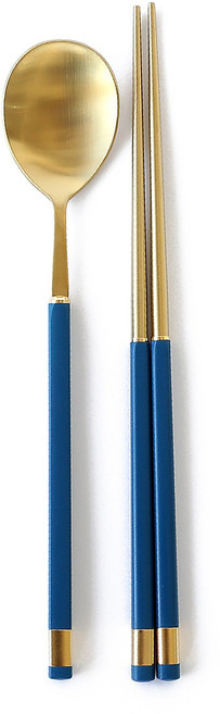 디온 보겐 카라 수저세트 국산 스텐 한식 고급 수저 골드, 블루, 1개, 카라 수저세트-골드