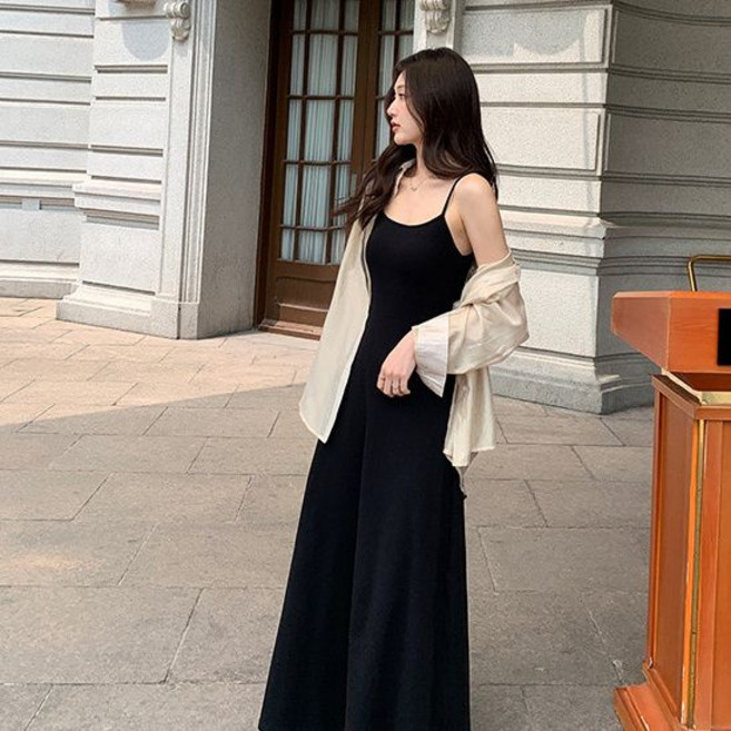 2026年新款 吊帶連衣裙 早春夏季 氣質修身顯瘦 長款內搭吊帶裙, 2XL
