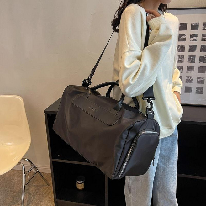 Merry Bag 旅行包 大容量健身包 運動包, 黑色, 可套拉桿, 1個