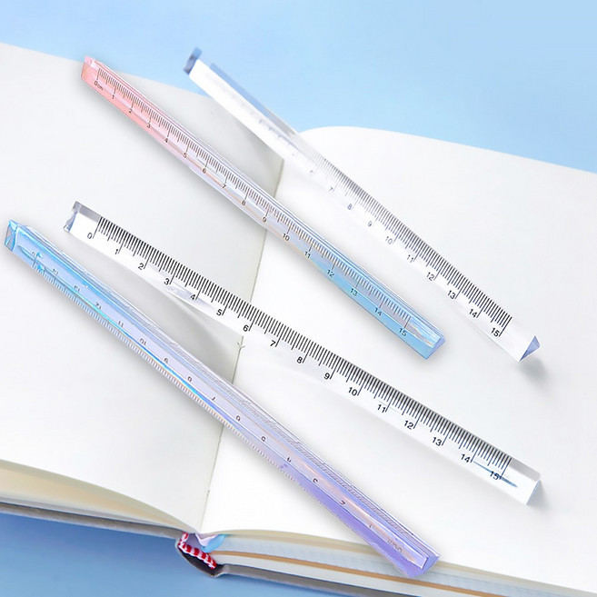 15cm 투명 아크릴 입체 삼각자 센치 컷팅 제도용 직자, 4개_투명2+컬러랜덤2