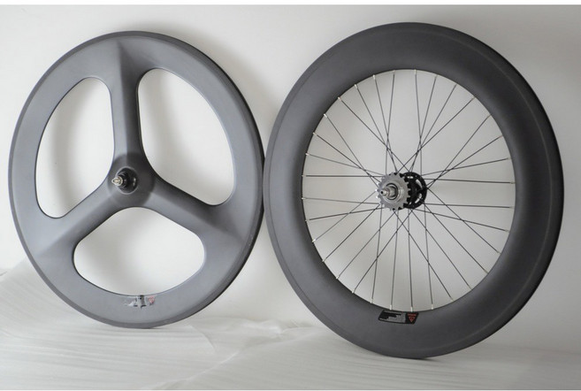 로드 픽시 카본휠 카본 3스포크 경량 삼발이 88림 휠셋, 1개