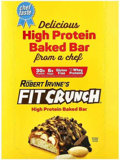 FITCRUNCH 유청 단백질 베이킹 바 땅콩 버터 바 12개 각 88g(3.10oz) FITCRUNCH (핏크런치), 88g - 쿠팡