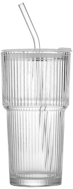 玻璃飲料杯 便攜吸管杯, 600ml, 1套, 600L