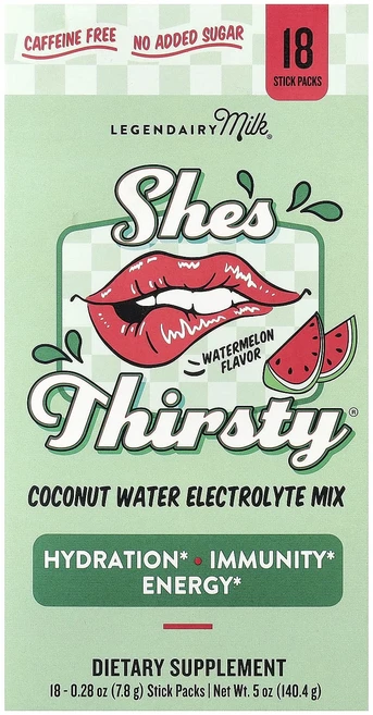 효과가 좋은 Legendairy Milk She's Thorsty® 코코넛워터 전해질 믹스 수박(박스) 스틱팩 18개 각 7.8g(0.28oz) 최저가격, LegendairyMilkShesThorsty코코넛워터 - 쿠팡