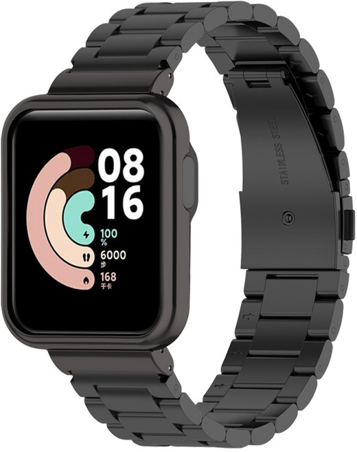 더조은셀러 샤오미 미워치 라이트 시계줄 메탈 체인 스트랩 밴드 줄, 블랙, 1개