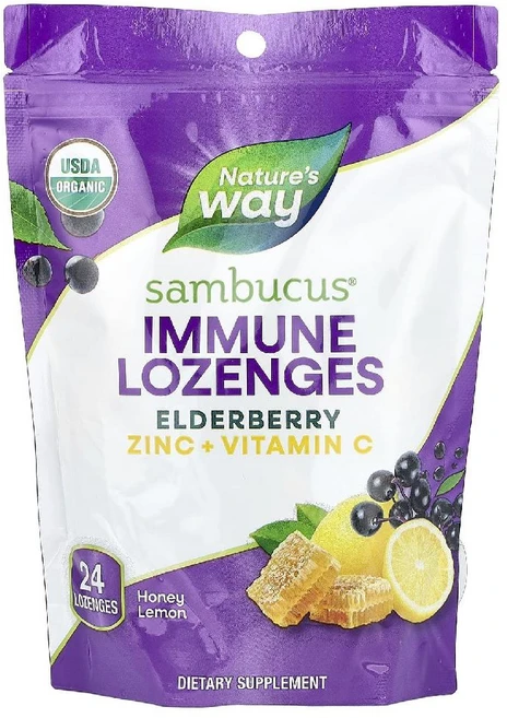 네이처스웨이 Sambucus 이뮨캔디 정제 엘더베리 아연 + 비타민C 허니레몬 24정, 1개 - 쿠팡