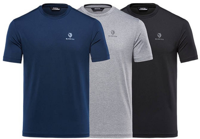 블랙야크 남 여공용 B트리플3라운드S 23년 반팔 라운드 기능성티셔츠 검정+곤색+회색 3개1세트 (85~130) 수원영통점