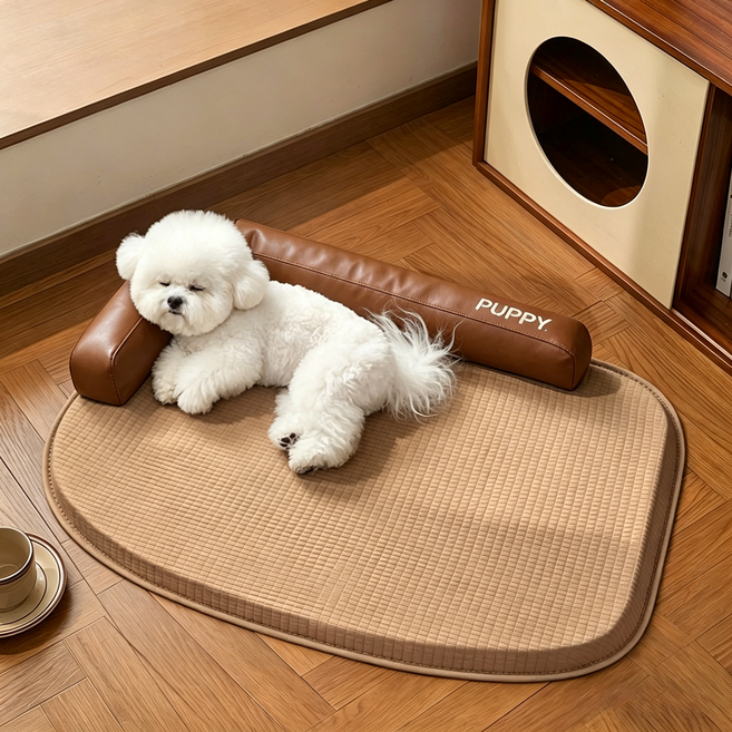 WHH 강아지 고양이 냉감패드 여름 가죽 쿠션 쿨매트, 1개, 브라운