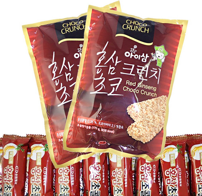 나바다몰 영양간식 아이삼 홍삼 초코크런치 170g 약18개, 2개