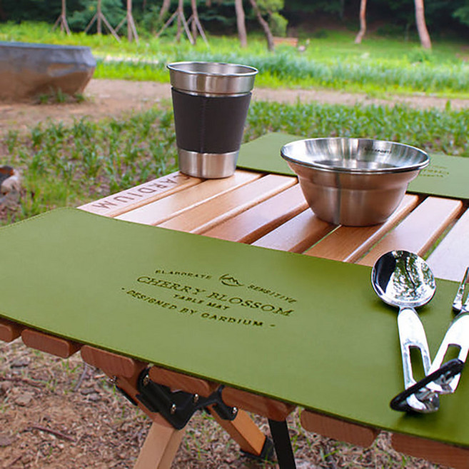 카디움 캠핑 미니 테이블 매트 가죽 롤 용품 커버 MTM-01, 미니 테이블 매트(올리브) MTM-01