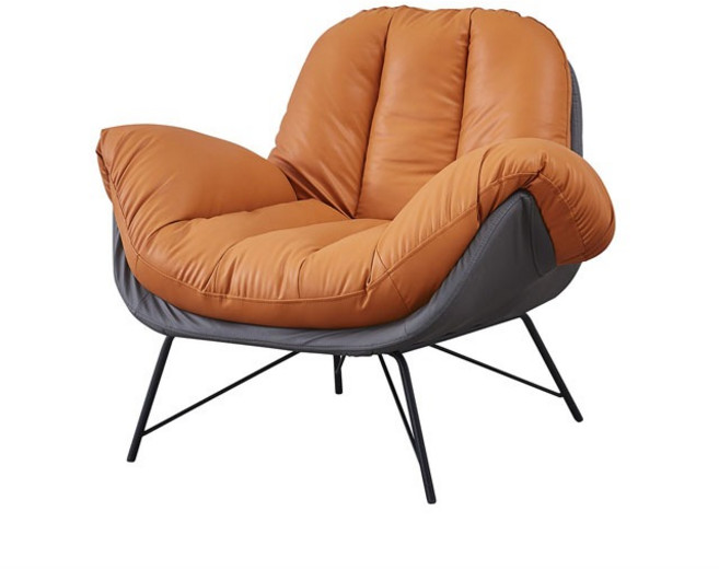 北歐現代風艾馬貓抓皮休閒椅 單人沙發SSO006, 橘色, 1個