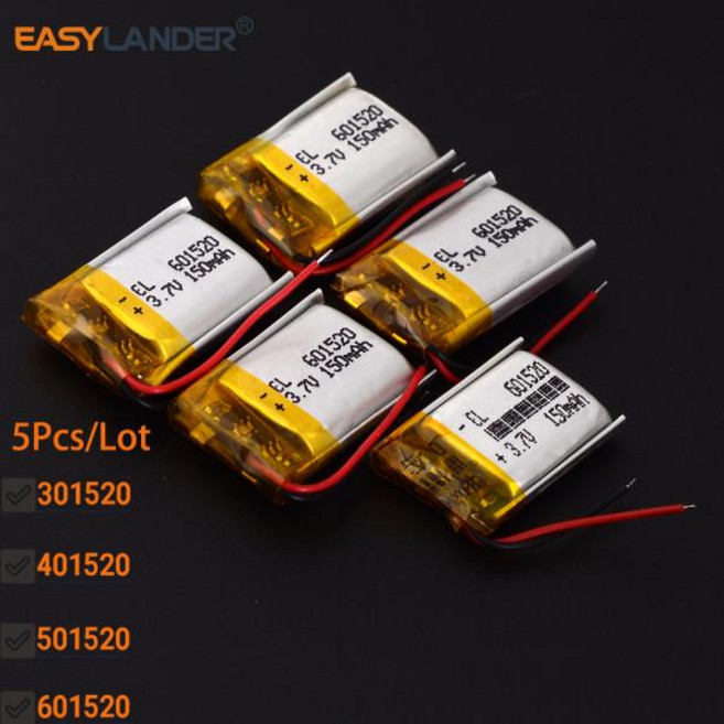 5개몫 301520 70mAh 3.7V 리튬 폴리머 LiPo 충전식 배터리, 02 501520 120mAhx5