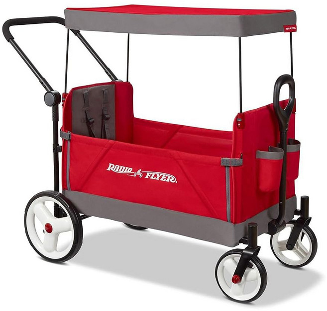 어린이용 라디오 플라이어 왜건 베이비 유모차 유아용 외부 장난감 1-3 롤링 카트 바퀴가 달린 비치 1세 이상 컨버터블 유모차 빨간색, Red