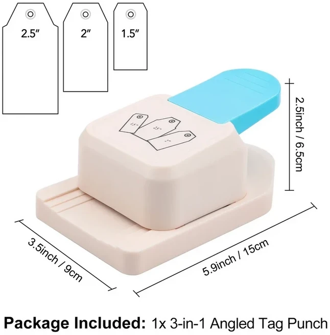 펀치 페이퍼 크래프트 3-in-1 배너 원형 DIY 커터 행태그 각도형, Angled Tag Punch, 1개, 상세설명참조