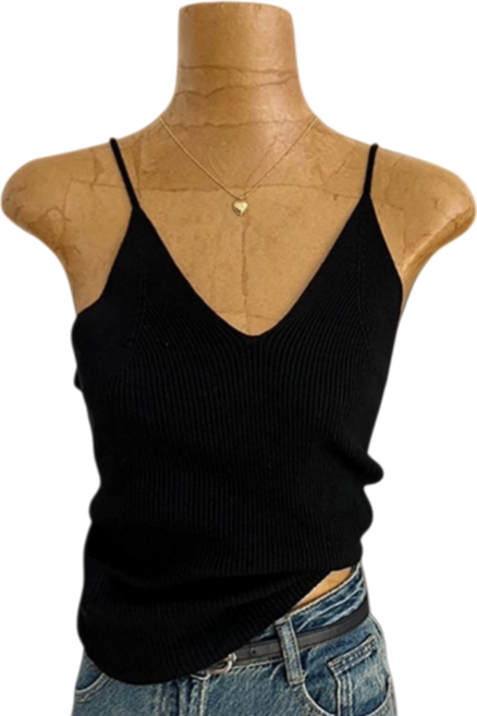 Makone 여성 봄 가을 브이넥 패션 이너 니트 끈 나시