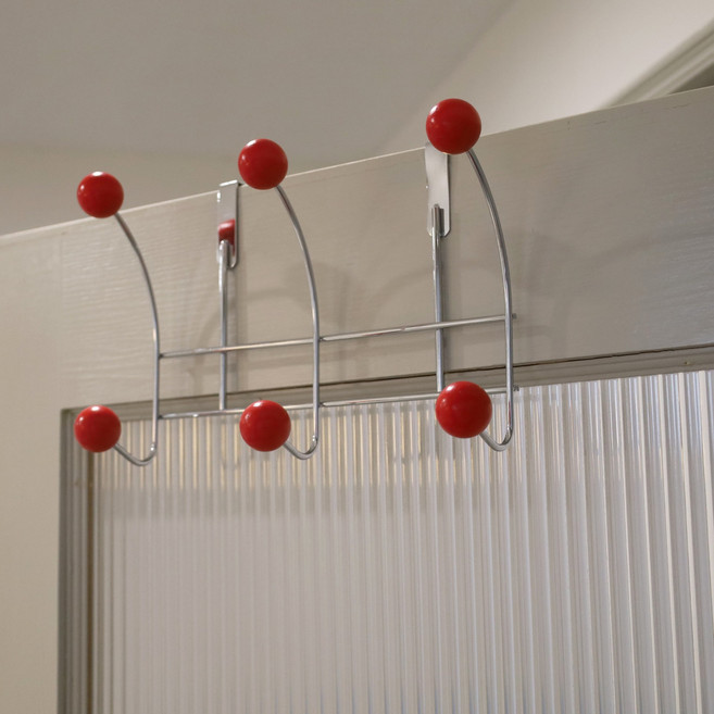 티지피 다용도 문고리 행거 모자 걸이 부착 행거 도어 행거 문 옷걸이 후크걸이, 1개, 레드