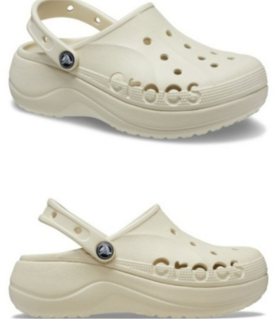 백화점매장판 CROCS 바야 플랫폼 클로그 윈터화이트