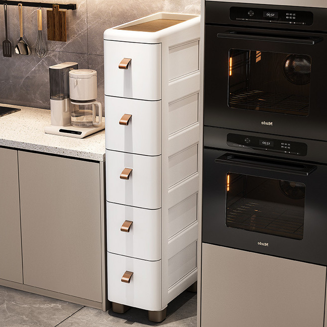 다용도 틈새수납장 폭좁은 슬림 수납장 침대 선반 협탁 냉장고 쇼파 미니 틈새장, 5단