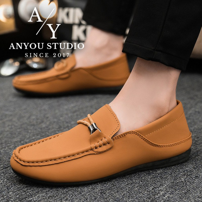 ANYOU 검정색 남성 슬립온 구두 로퍼 편안한 드라이빙 슈즈 캐주얼 정장 남자 신발