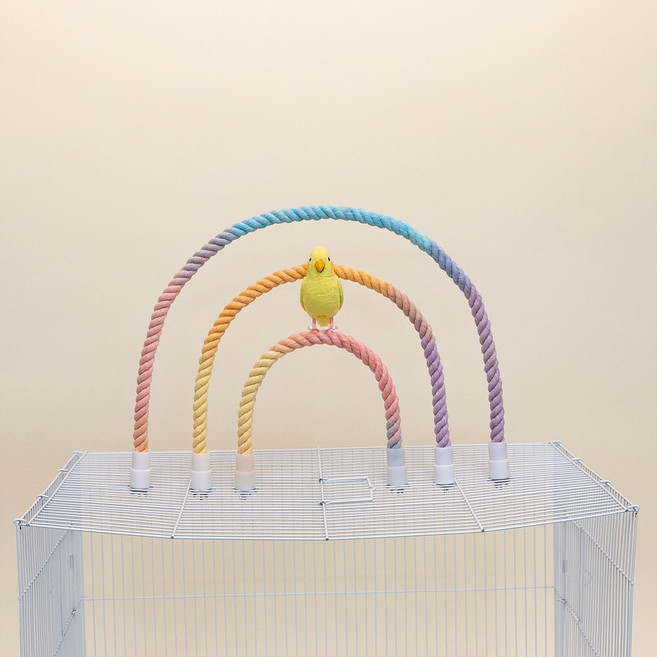파스텔 그라데이션 로프 횃대 앵무새 새장 용품, 1개, 파스텔 랜덤 M 60cm