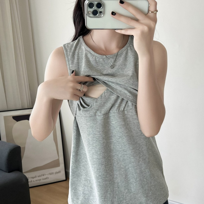 BabyShare 孕婦哺乳背心 交叉哺乳設計 時尚孕婦裝 【J1S007D3L】